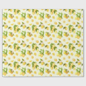 Watercolor Lemon Branches with Blossoms Pattern Geschenkpapier (Flach)