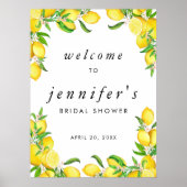 Watercolor Lemon Bridal Shower Welcome Poster (Vorne)