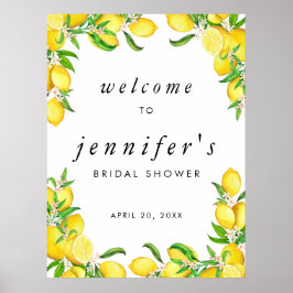 Watercolor Lemon Bridal Shower Welcome Poster
