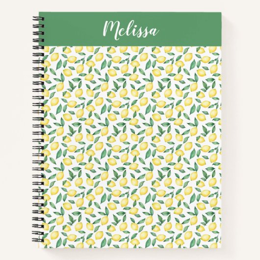 Watercolor Lemon Citrus Custom Name Journal Notizblock (Vorderseite)