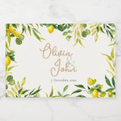 Watercolor Lemon Citrus Green Wedding Schaumweinetikett (Einzelnes Label)