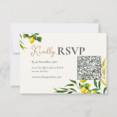 Watercolor Lemon Citrus QR Code Wedding RSVP Card Karte (Vorderseite)