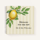 Watercolor Lemon Citrus Rustic Wedding Guest Book Notizblock (Vorderseite)