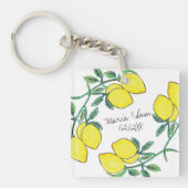 Watercolor Lemon Citrus Script Wedding Schlüsselanhänger (Vorderseite)