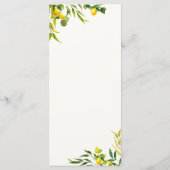 Watercolor Lemon Foliage Elegant Citrus Wedding Menükarte (Rückseite)