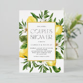 Watercolor Lemon Frame Botanical Couples Shower Folieneinladung (Stehend vorne)