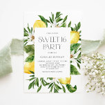 Watercolor Lemon Frame Botanical Sweet 16 Party Einladung<br><div class="desc">Invite guests to your event with this customizable sweet 16 party invitation. It features watercolor frame of lemons and lemon blossoms with modern typography. Personalize by adding your details. This lemon sweet sixteen invitation is perfect for summer birthday parties</div>