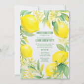 Watercolor Lemon Garden Geburtstagsparty Einladung (Vorderseite)