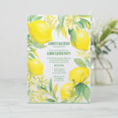 Watercolor Lemon Garden Geburtstagsparty Einladung (Stehend Vorderseite)