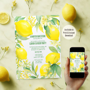 Watercolor Lemon Garden Geburtstagsparty Einladung