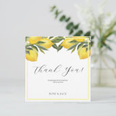 Watercolor Lemon Garden White Wedge Dankeskarte (Stehend Vorderseite)