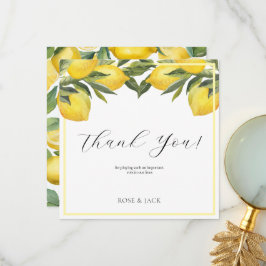 Watercolor Lemon Garden White Wedge Dankeskarte