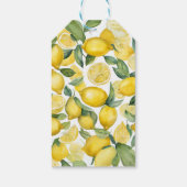 Watercolor Lemon Garden White Wedge Geschenkanhänger (Rückseite)