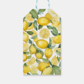 Watercolor Lemon Garden White Wedge Geschenkanhänger (Rückseite)