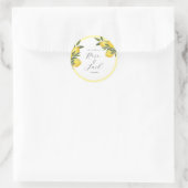 Watercolor Lemon Garden White Wedge Runder Aufkleber (Tasche)