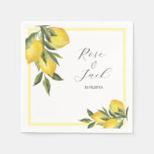 Watercolor Lemon Garden White Wedge Serviette (Vorderseite)