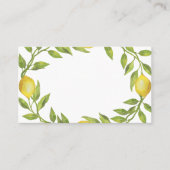 Watercolor Lemon Greenerity Wreath Wedding Platzkarte (Vorderseite)