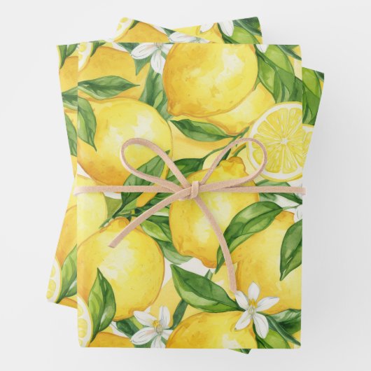 Watercolor Lemon Grove Seamless Pattern Geschenkpapier Set (Beispiel)