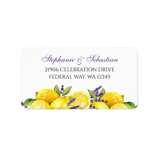Watercolor Lemon Lavender Boho Adresse Adressaufkleber (Vorne)
