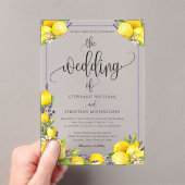 Watercolor Lemon Lavender Boho Wedding Acryleinladungen (Insitu (Handheld))