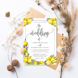 Watercolor Lemon Lavender Boho Wedding Einladung