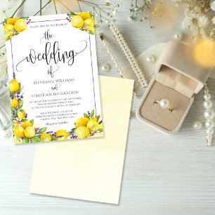 Watercolor Lemon Lavender Boho Wedding Einladung