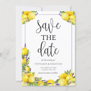 Watercolor Lemon Lavender Boho Wedding Save The Date