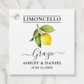 Watercolor Lemon Limoncello Wedding Grazie Geschenkanhänger (Vorderseite)
