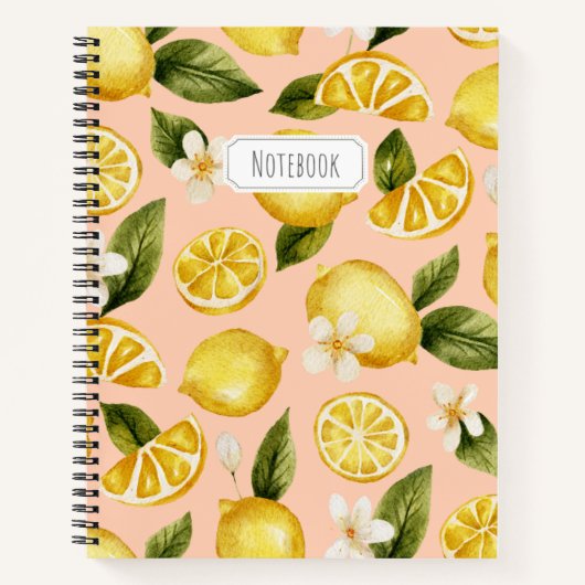 Watercolor Lemon Muster Notebook Notizblock (Vorderseite)
