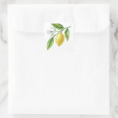 Watercolor Lemon Pattern Poster Quadratischer Aufkleber (Tasche)