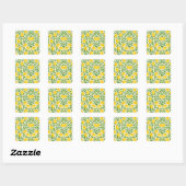 Watercolor Lemon Pattern Quadratischer Aufkleber (Blatt)
