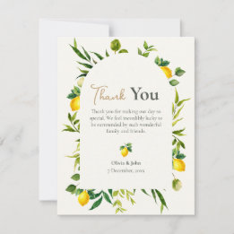 Watercolor Lemon Photo Thank You Card Dankeskarte
