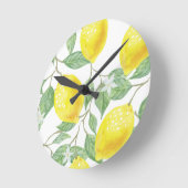 Watercolor Lemon Runde Wanduhr (Winkel)
