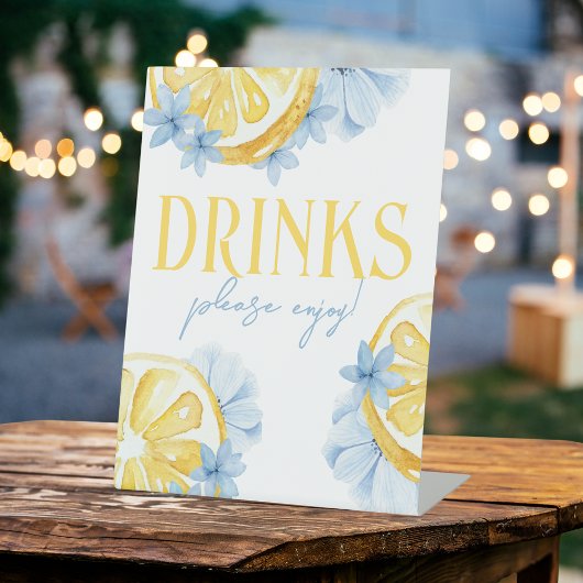 Watercolor Lemon Standing Drinks Pedestal Sign Sockelschild