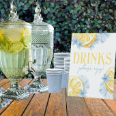 Watercolor Lemon Standing Drinks Pedestal Sign Sockelschild