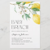Watercolor Lemon Summer Baby Brunch Einladung (Vorderseite)