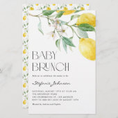 Watercolor Lemon Summer Baby Brunch Einladung (Vorne/Hinten)