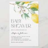 Watercolor Lemon Summer Baby Dusche Einladung (Vorderseite)