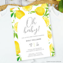 Watercolor Lemon Summer Oh Baby Dusche