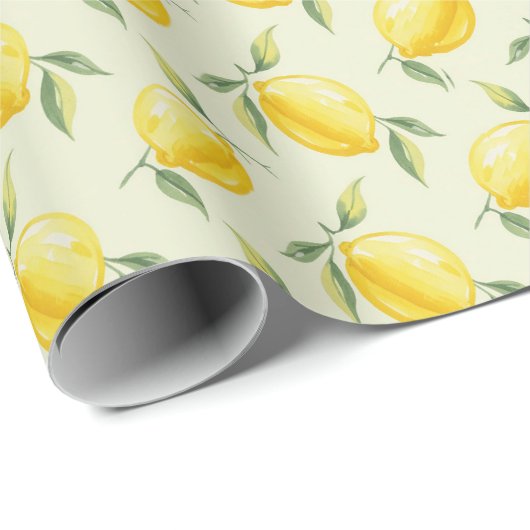 Watercolor Lemon Summer Pattern Geschenkpapier (Rolleneckpunkt)