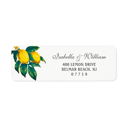 Watercolor Lemon Summer Wedding Address (Vorne)