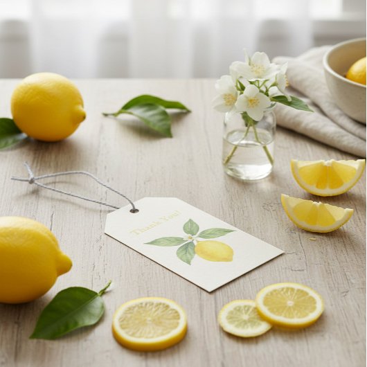 Watercolor Lemon Vielen Dank Geschenkanhänger