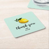 Watercolor Lemon Wedding Custom Favorits Rechteckiger Pappuntersetzer (angewinkelt)