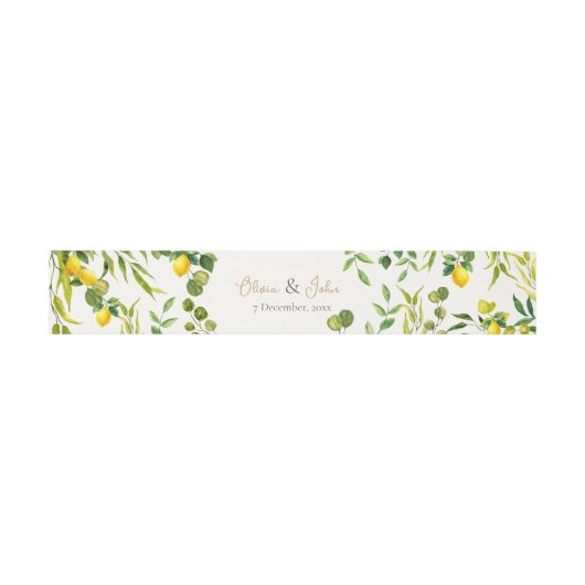 Watercolor Lemon Wedding Invitation Belly Band (Flach)