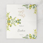 Watercolor Lemon Wedding with Meal Preference Platzkarte (Außenseite Aufgefaltet)