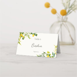 Watercolor Lemon Wedding with Meal Preference Platzkarte