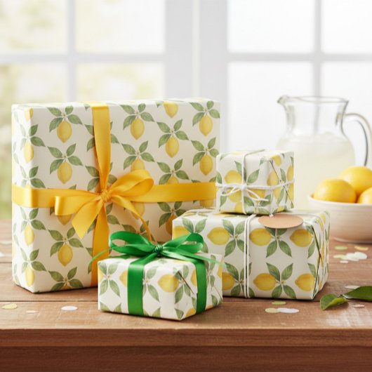 Watercolor Lemon Wrapping Paper Geschenkpapier