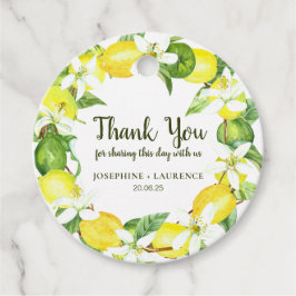 Watercolor Lemon Wreath Favor Tags Geschenkanhänger