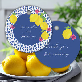 WATERCOLOR LEMONS BLAUE TILES GESCHENKANHÄNGER