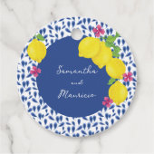 WATERCOLOR LEMONS BLAUE TILES GESCHENKANHÄNGER (Vorderseite)